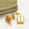 Van Cleef & Arpels Sweet Alhambra Earrings Yellow Gold With Tiger’s Eye Mother Of Pearl - Image 4