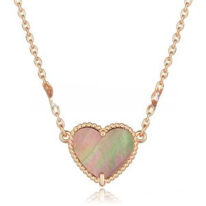 Van Cleef Arpels Sweet Alhambra Heart Pendant Pink Gold With Gray Mother Of Pearl