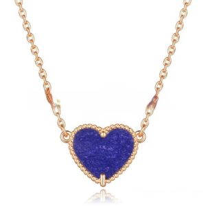 Van Cleef Arpels Sweet Alhambra Heart Pendant Pink Gold With Lapis Stone Mother Of Pearl