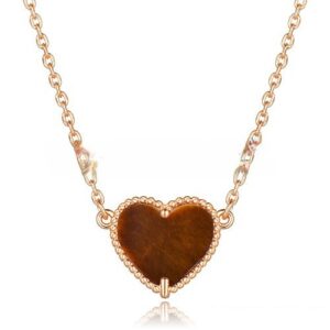 Van Cleef Arpels Sweet Alhambra Heart Pendant Pink Gold With Tiger’s Eye Mother Of Pearl