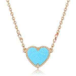 Van Cleef Arpels Sweet Alhambra Heart Pendant Pink Gold With Turquoise Mother Of Pearl