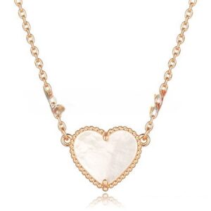 Van Cleef Arpels Sweet Alhambra Heart Pendant Pink Gold With White Mother Of Pearl