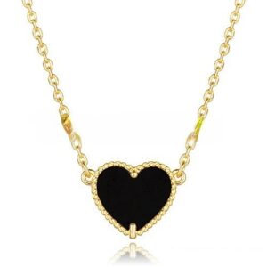 Van Cleef Arpels Sweet Alhambra Heart Pendant Yellow Gold With Black Onyx Mother Of Pearl