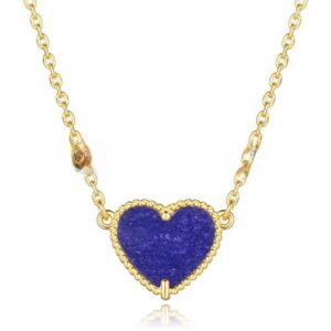 Van Cleef Arpels Sweet Alhambra Heart Pendant Yellow Gold With Lapis Stone Mother Of Pearl