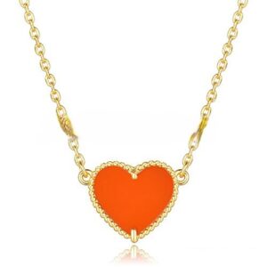 Van Cleef Arpels Sweet Alhambra Heart Pendant Yellow Gold With Red Onyx Mother Of Pearl