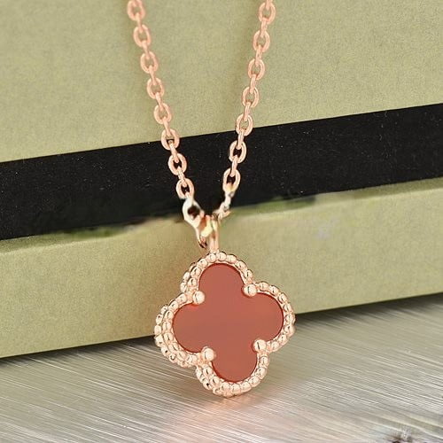 Van Cleef & Arpels Sweet Alhambra Pendant Pink Gold With Carnelian Mother Of Pearl 9mm - Image 3