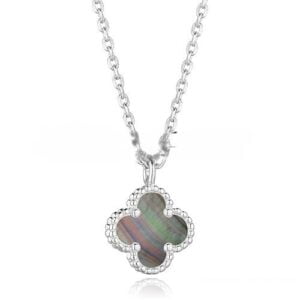 Van Cleef & Arpels Sweet Alhambra Pendant White Gold With Gray Mother Of Pearl 9mm