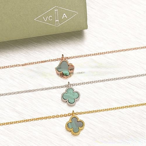 Van Cleef & Arpels Sweet Alhambra Pendant White Gold With Malachite Mother Of Pearl 9mm - Image 5