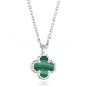 Van Cleef & Arpels Sweet Alhambra Pendant White Gold With Malachite Mother Of Pearl 9mm