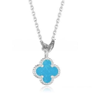 Van Cleef & Arpels Sweet Alhambra Pendant White Gold With Turquoise Mother Of Pearl 9mm