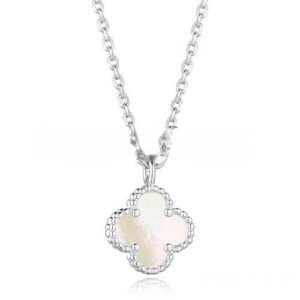 Van Cleef & Arpels Sweet Alhambra Pendant White Gold With White Mother Of Pearl 9mm