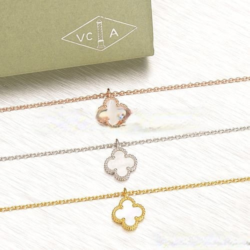 Van Cleef & Arpels Sweet Alhambra Pendant White Gold With White Mother Of Pearl 9mm - Image 5