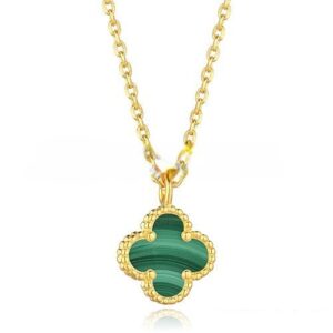 Van Cleef & Arpels Sweet Alhambra Pendant Yellow Gold With Malachite Mother Of Pearl 9mm
