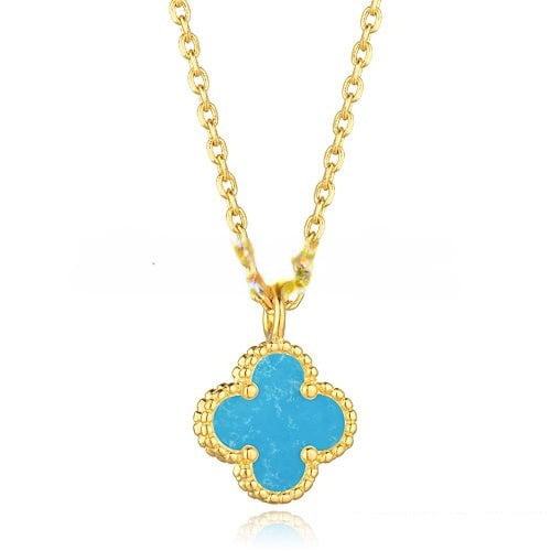 Van Cleef & Arpels Sweet Alhambra Pendant Yellow Gold With Turquoise Mother Of Pearl 9mm
