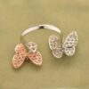 Van Cleef Arpels Two Butterfly Between The Finger Ring Pink Gold Round Pink Sapphires - Image 3