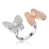 Van Cleef Arpels Two Butterfly Between The Finger Ring Pink Gold Round Pink Sapphires