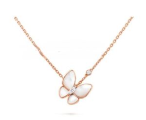 Van Cleef Arpels Two Butterfly Pendant Mother-of-pearl With Diamond Yellow Gold/White Gold/Rose Gold