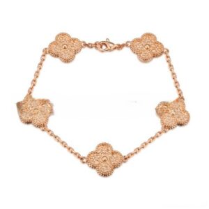 Van Cleef & Arpels Vintage Alhambra Bracelet 5 Motifs Pink Gold