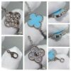 Van Cleef & Arpels Vintage Alhambra Bracelet 5 Motifs Turquoise and White Gold With Diamonds - Image 6