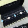 Van Cleef & Arpels Vintage Alhambra Bracelet 5 Motifs Turquoise and White Gold With Diamonds - Image 4