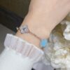 Van Cleef & Arpels Vintage Alhambra Bracelet 5 Motifs Turquoise and White Gold With Diamonds - Image 7