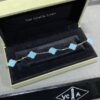 Van Cleef & Arpels Vintage Alhambra Bracelet 5 Motifs Turquoise and White Gold - Image 3