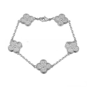 Van Cleef & Arpels Vintage Alhambra Bracelet 5 Motifs White Gold
