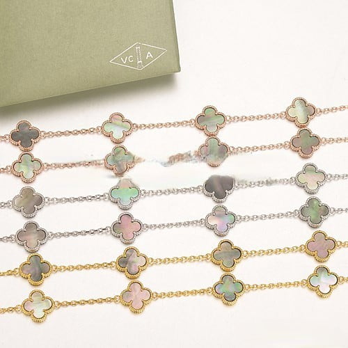 Van Cleef & Arpels Vintage Alhambra Necklace Pink Gold 20 Motifs With Gray Mother Of Pearl - Image 2