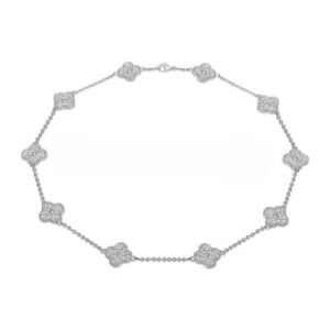 Van Cleef & Arpels Vintage Alhambra Necklace White Gold 10 Motifs