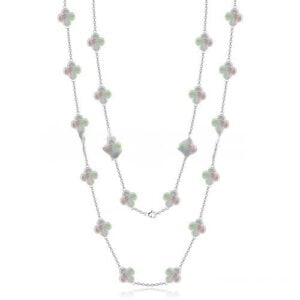 Van Cleef & Arpels Vintage Alhambra Necklace White Gold 20 Motifs With Gray Mother Of Pearl