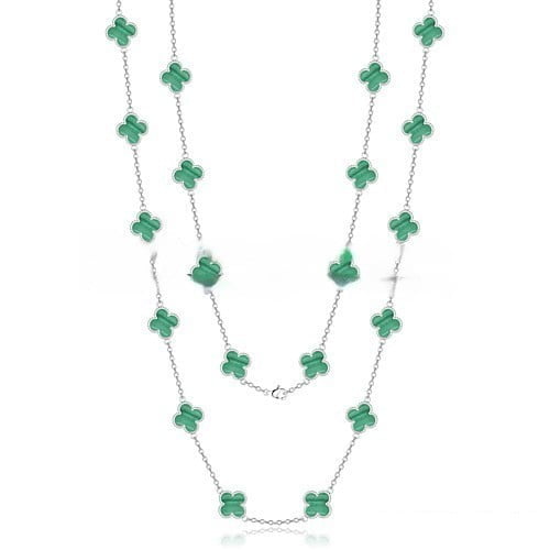 Van Cleef & Arpels Vintage Alhambra Necklace Yellow Gold 20 Motifs With Malachite Mother Of Pearl - Image 2