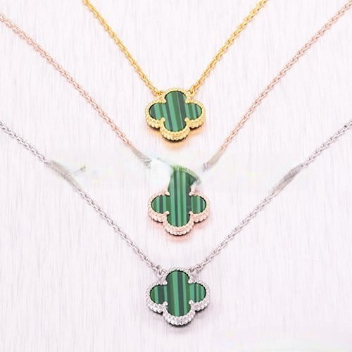 Van Cleef & Arpels Vintage Alhambra Pendant Pink Gold With Malachite Mother Of Pearl 15mm - Image 4