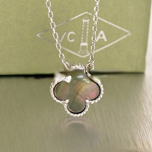 Van Cleef & Arpels Vintage Alhambra Pendant White Gold Colorful Mother Of Pearl 15mm - Image 5