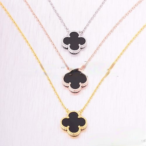 Van Cleef & Arpels Vintage Alhambra Pendant White Gold With Black Agate Mother Of Pearl 15mm - Image 5