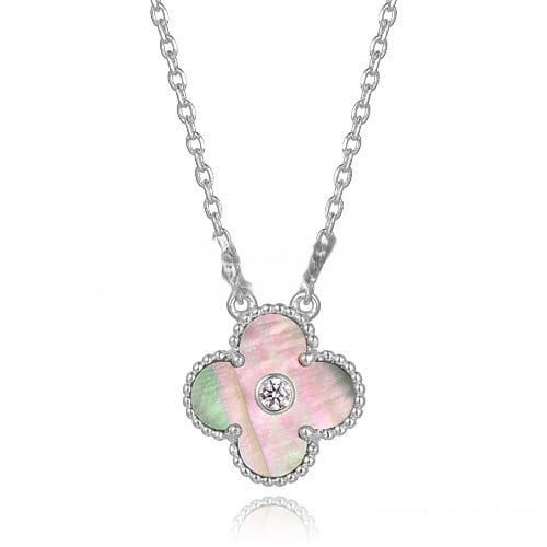 Van Cleef & Arpels Vintage Alhambra Pendant White Gold With Gray Mother Of Pearl Round Diamonds - Image 2