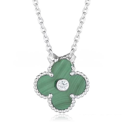 Van Cleef & Arpels Vintage Alhambra Pendant White Gold With Malachite Mother Of Pearl Round Diamonds - Image 2
