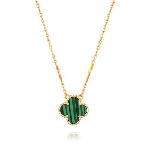 Van Cleef & Arpels Vintage Alhambra Pendant Yellow Gold With Malachite Mother Of Pearl 15mm
