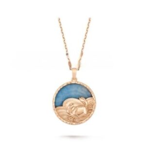 Van Cleef Arpels Zodiaque Long Necklace Cancri (Cancer) Rose Gold Quartz