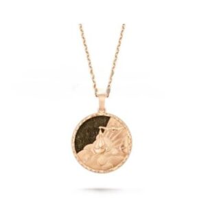 Van Cleef Arpels Zodiaque Long Necklace Librae (Libra) Rose Gold Obsidian