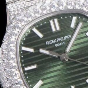 Nautilus 5719 TWF Full Diamond Green Dial Big Diamond Bezel 324 SC