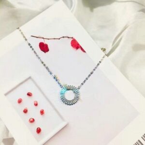 Wholesale Tiffany Circle Pendant Decked Gemstones Silver/14K Yellow Gold Women's Necklace Price Dubai