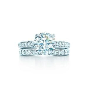 Women's Most Fashion Tiffany Harmony Double Row Diamonds 925 Sterling Silver Engagement Ring