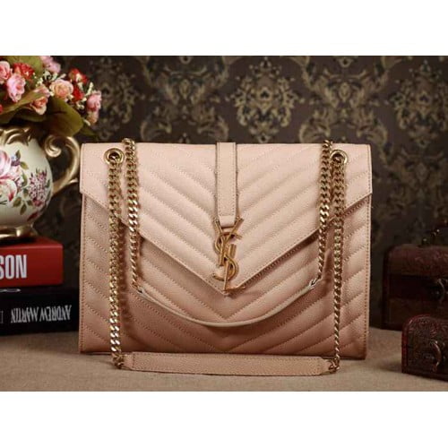 Yves Saint Laurent Classic Large Monogramme Satchel In Dark Beige Grain De Poudre Textured Matelasse Leather