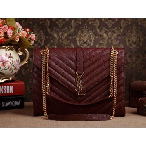 Yves Saint Laurent Classic Large Monogramme Satchel In Dark Magenta Grain De Poudre Textured Matelasse Leather