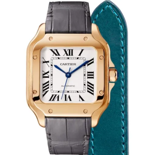 Cartier Santos de Cartier Men Automatic Silver Alligator Watch WGSA0012 - Image 3