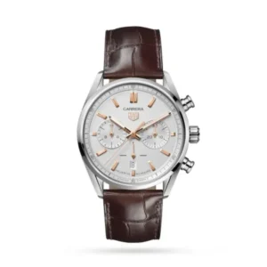 TAG Heuer Carrera Men Automatic Silver Alligator Watch CBN2013.FC6483