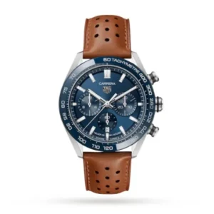 TAG Heuer Carrera Men Automatic Blue Leather Watch CBN2A1A.FC6537