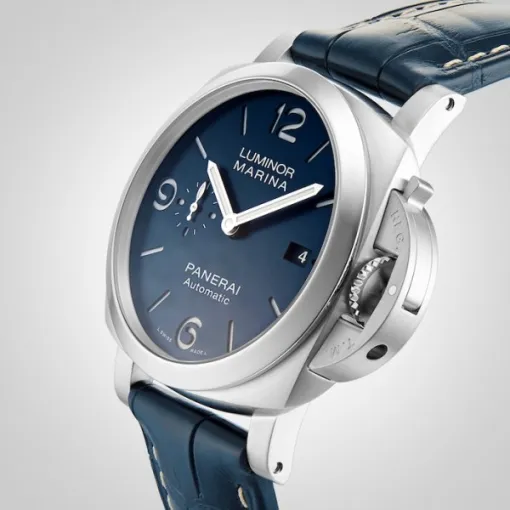 Panerai Luminor Men Automatic Blue Alligator Watch PAM01313 - Image 4