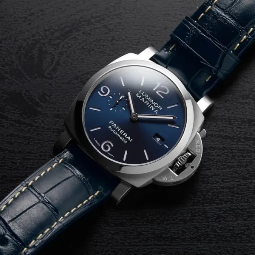 Panerai Luminor Men Automatic Blue Alligator Watch PAM01313 - Image 5