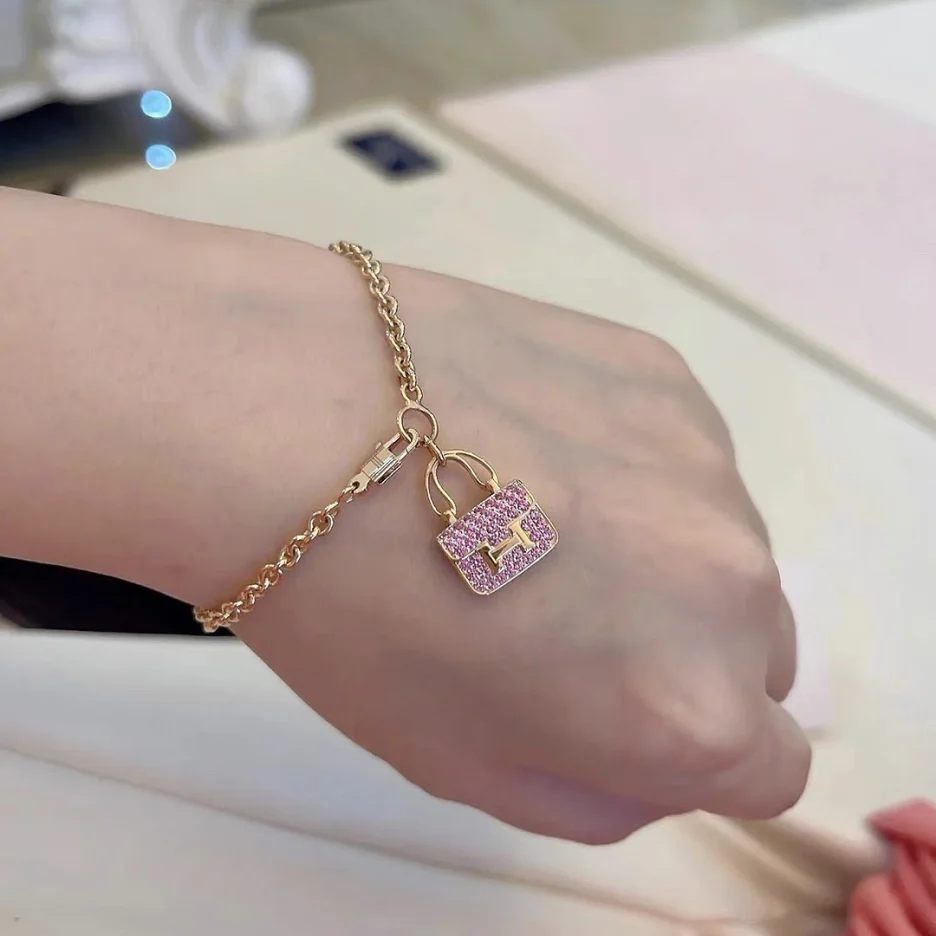 Hermes Pink Diamond Bag Bracelet - Image 2